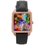 Fractal Fantasy Rose Gold Leather Watch 