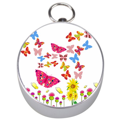 Butterfly Beauty Silver Compass from ArtsNow.com Front
