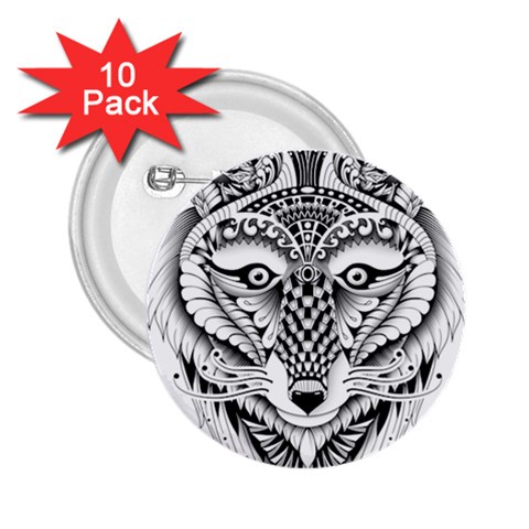 Ornate Foxy Wolf 2.25  Button (10 pack) from ArtsNow.com Front