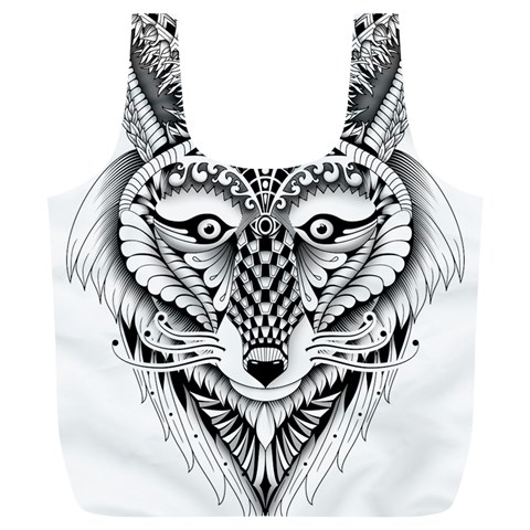 Ornate Foxy Wolf Reusable Bag (XL) from ArtsNow.com Front