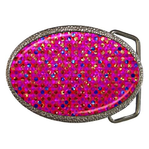 Polka Dot Sparkley Jewels 1 Belt Buckle (Oval) from ArtsNow.com Front