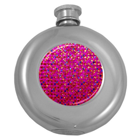 Polka Dot Sparkley Jewels 1 Hip Flask (Round) from ArtsNow.com Front