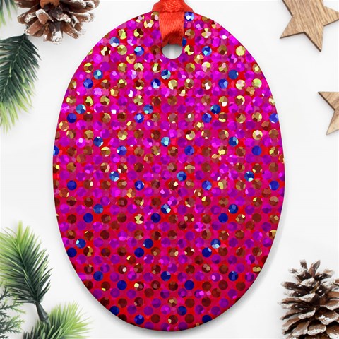 Polka Dot Sparkley Jewels 1 Oval Ornament (Two Sides) from ArtsNow.com Front