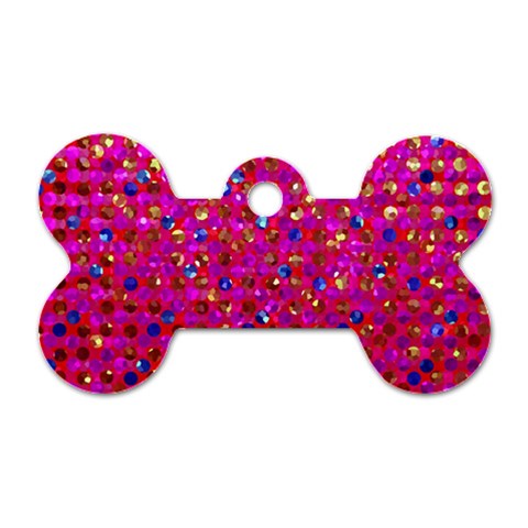 Polka Dot Sparkley Jewels 1 Dog Tag Bone (One Sided) from ArtsNow.com Front