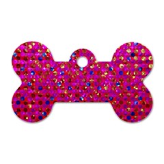 Polka Dot Sparkley Jewels 1 Dog Tag Bone (Two Sided) from ArtsNow.com Front