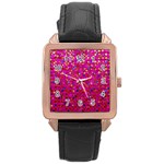 Polka Dot Sparkley Jewels 1 Rose Gold Leather Watch 