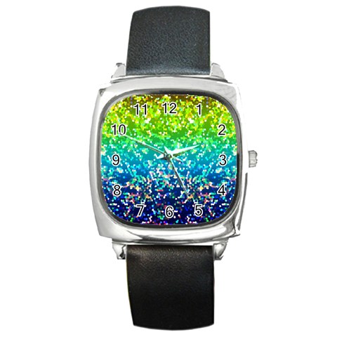 Glitter 4 Square Leather Watch from ArtsNow.com Front