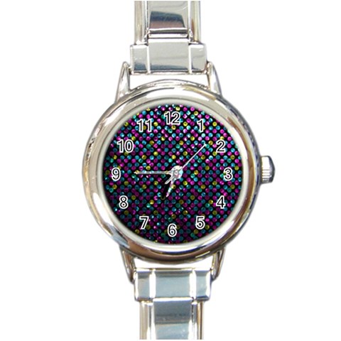 Polka Dot Sparkley Jewels 2 Round Italian Charm Watch from ArtsNow.com Front