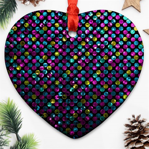 Polka Dot Sparkley Jewels 2 Heart Ornament from ArtsNow.com Front