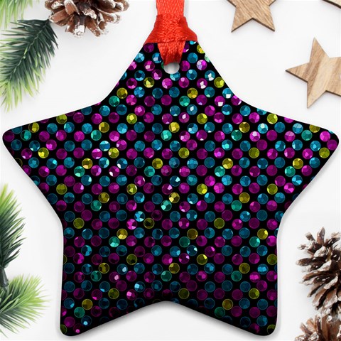 Polka Dot Sparkley Jewels 2 Star Ornament from ArtsNow.com Front