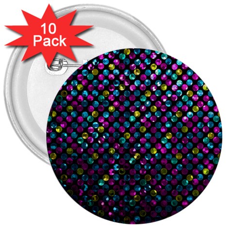 Polka Dot Sparkley Jewels 2 3  Button (10 pack) from ArtsNow.com Front