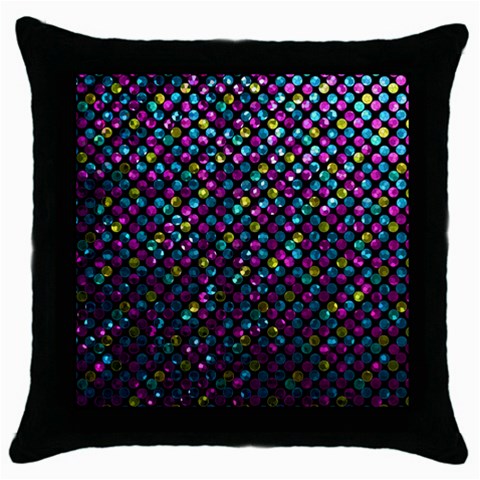 Polka Dot Sparkley Jewels 2 Black Throw Pillow Case from ArtsNow.com Front