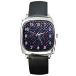 Polka Dot Sparkley Jewels 2 Square Leather Watch