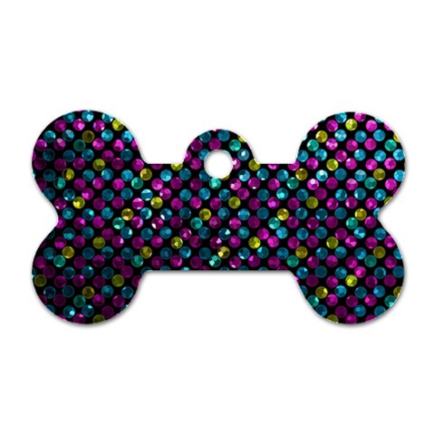 Polka Dot Sparkley Jewels 2 Dog Tag Bone (One Sided) from ArtsNow.com Front