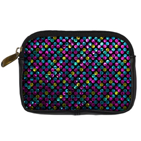 Polka Dot Sparkley Jewels 2 Digital Camera Leather Case from ArtsNow.com Front