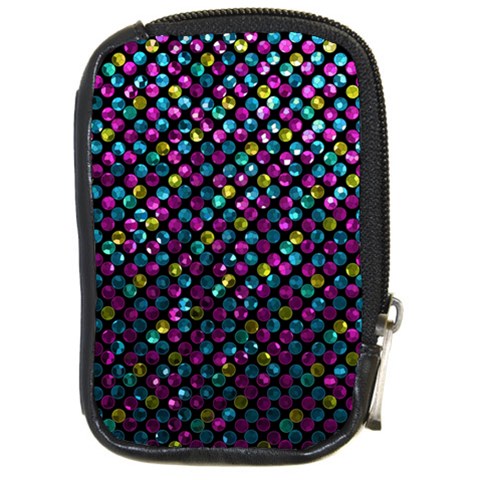 Polka Dot Sparkley Jewels 2 Compact Camera Leather Case from ArtsNow.com Front