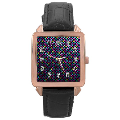 Polka Dot Sparkley Jewels 2 Rose Gold Leather Watch  from ArtsNow.com Front
