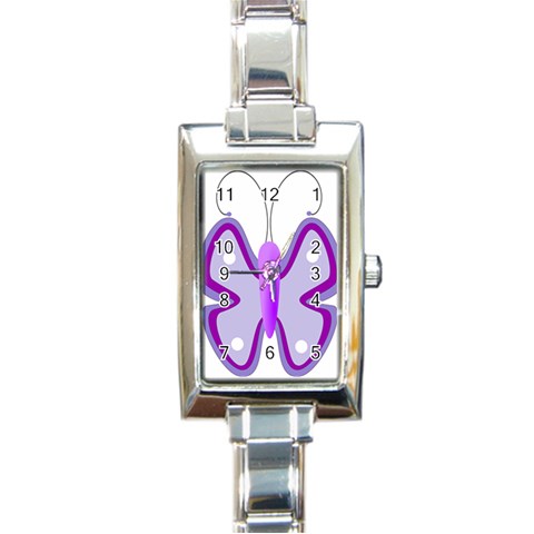 Cute Awareness Butterfly Rectangular Italian Charm Watch from ArtsNow.com Front