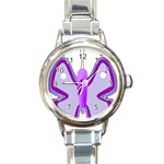 Cute Awareness Butterfly Round Italian Charm Watch