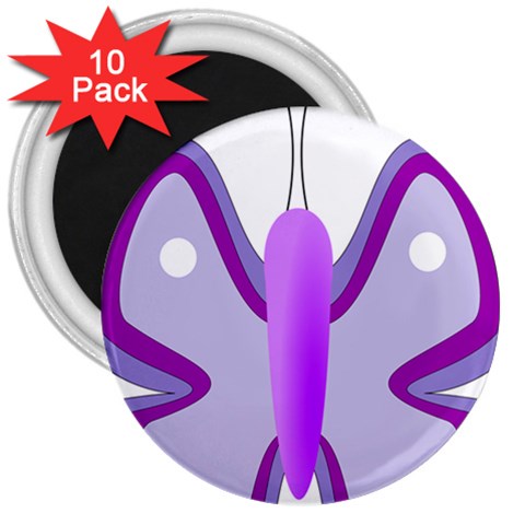 Cute Awareness Butterfly 3  Button Magnet (10 pack) from ArtsNow.com Front