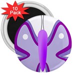 Cute Awareness Butterfly 3  Button Magnet (10 pack)