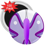 Cute Awareness Butterfly 3  Button Magnet (100 pack)