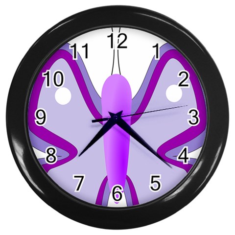 Cute Awareness Butterfly Wall Clock (Black) from ArtsNow.com Front