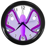 Cute Awareness Butterfly Wall Clock (Black)