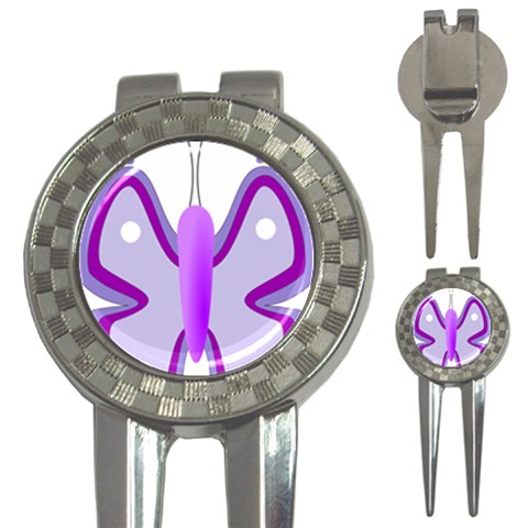 Cute Awareness Butterfly Golf Pitchfork & Ball Marker from ArtsNow.com Front