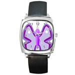 Cute Awareness Butterfly Square Leather Watch