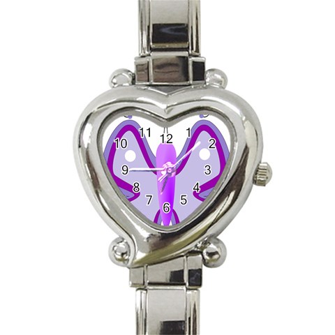 Cute Awareness Butterfly Heart Italian Charm Watch  from ArtsNow.com Front