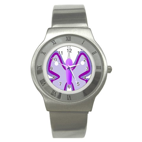 Cute Awareness Butterfly Stainless Steel Watch (Slim) from ArtsNow.com Front