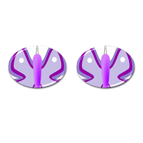 Cute Awareness Butterfly Cufflinks (Oval) from ArtsNow.com Front(Pair)