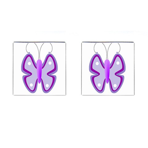 Cute Awareness Butterfly Cufflinks (Square) from ArtsNow.com Front(Pair)