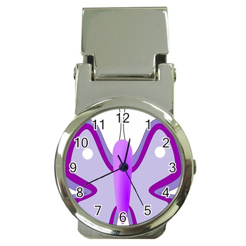 Cute Awareness Butterfly Money Clip with Watch from ArtsNow.com Front