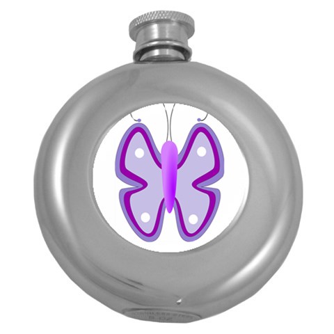 Cute Awareness Butterfly Hip Flask (Round) from ArtsNow.com Front