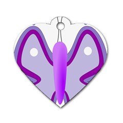 Cute Awareness Butterfly Dog Tag Heart (Two Sided) from ArtsNow.com Front