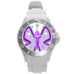 Cute Awareness Butterfly Plastic Sport Watch (Large)