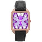 Cute Awareness Butterfly Rose Gold Leather Watch 