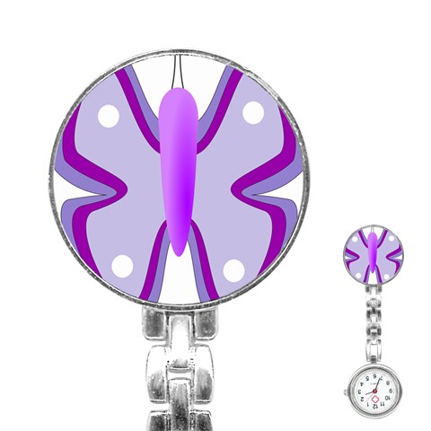 Cute Awareness Butterfly Stainless Steel Nurses Watch from ArtsNow.com Front