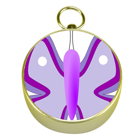 Cute Awareness Butterfly Gold Compass from ArtsNow.com Front