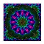 Star Of Leaves, Abstract Magenta Green Forest Ceramic Tile