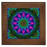 Star Of Leaves, Abstract Magenta Green Forest Framed Ceramic Tile