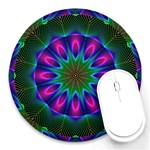 Star Of Leaves, Abstract Magenta Green Forest 8 Mouse Pad (Round) Star Of Leaves, Abstract Magenta Green Forest 8 Mouse Pad (Round)
