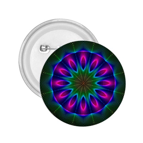 Star Of Leaves, Abstract Magenta Green Forest 2.25  Button from ArtsNow.com Front