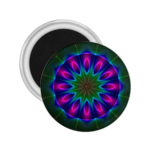 Star Of Leaves, Abstract Magenta Green Forest 2.25  Button Magnet from ArtsNow.com Front