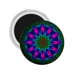 Star Of Leaves, Abstract Magenta Green Forest 2.25  Button Magnet