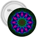 Star Of Leaves, Abstract Magenta Green Forest 3 Button Star Of Leaves, Abstract Magenta Green Forest 3 Button