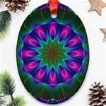 Star Of Leaves, Abstract Magenta Green Forest Oval Ornament