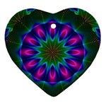 Star Of Leaves, Abstract Magenta Green Forest Heart Ornament